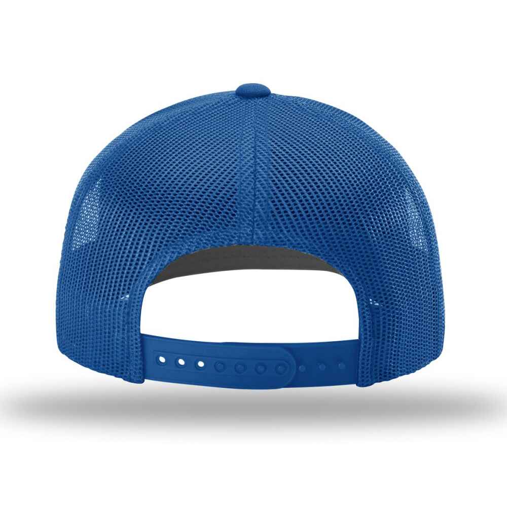 Topone Custom Solid Full Royal Color Cotton Twill Mesh back Richardson 112 style trucker hat Back view