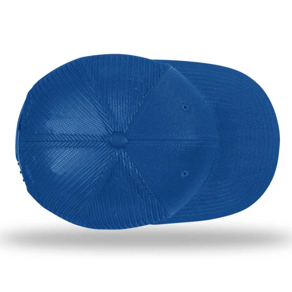 Topone Custom Solid Full Royal Color Cotton Twill Mesh back Richardson 112 style trucker hat Top view