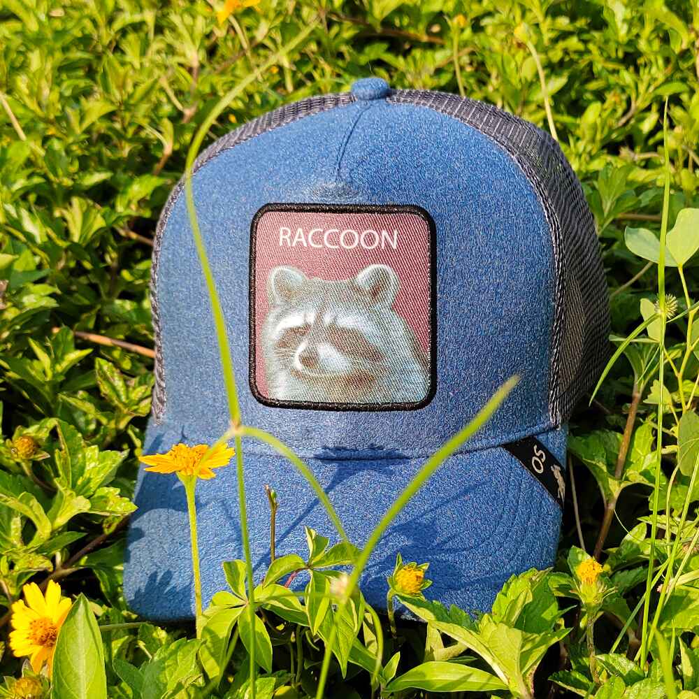 Topone Custom Sublimate Printed on front Felt Fabric Solid Blue Color On the front and visor Solid Black Mesh Back Trucker Hats Front View