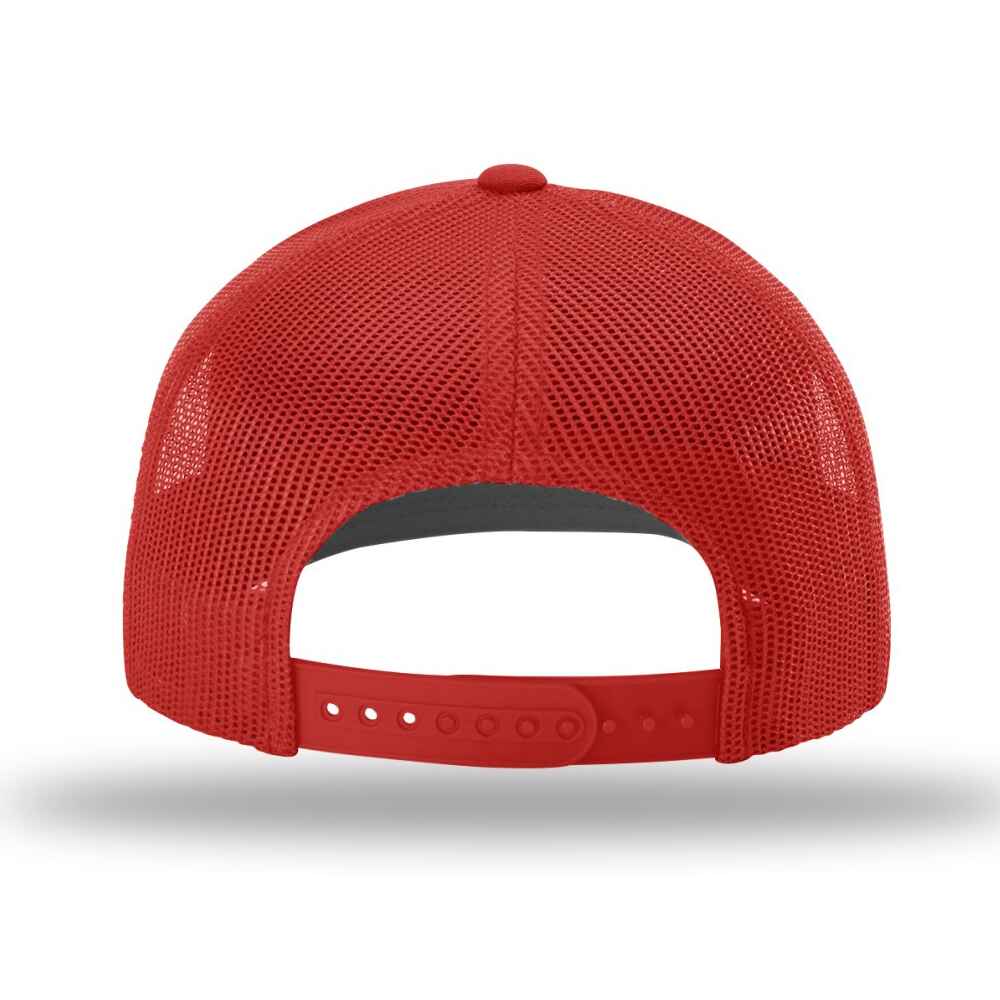 Topone Custom Trucker Hats Solid Full Red Color Same As Richardson Trucker Hats 112 Style Back View Image