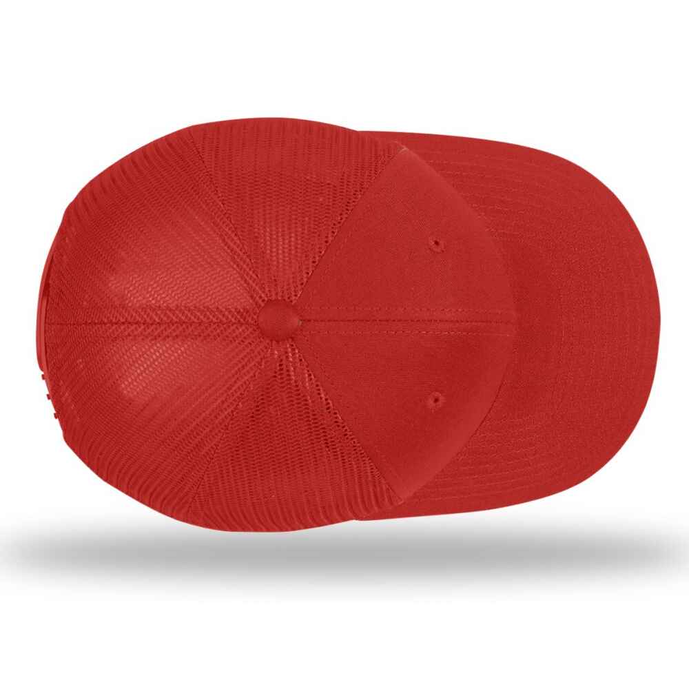 Topone Custom Trucker Hats Solid Full Red Color Same As Richardson Trucker Hats 112 Style Top View Image